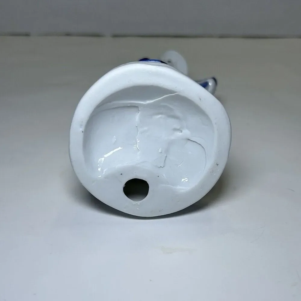 Vintage Victorian/Colonial Porcelain Women Playing Instrument White/Blue Decor